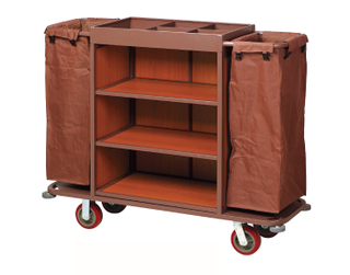 Multi-Function Three Layers Ironwood Hotel Guest Room Cleaning Linen Trolley / Laundry Trolley (FW-56)