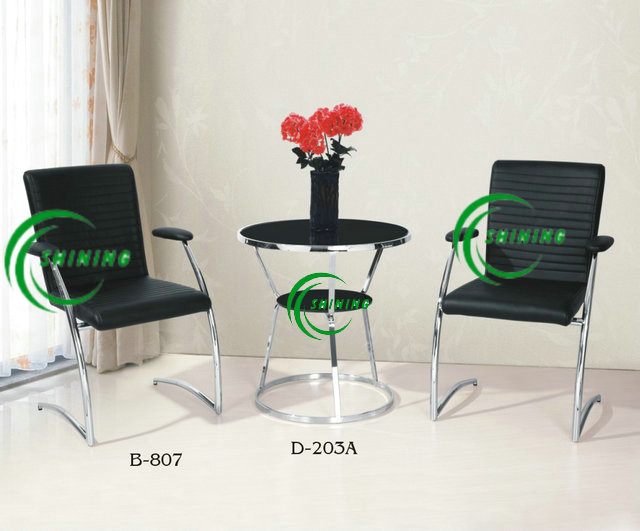 Stainless Steel Glass Side Table and Chair (B-807)