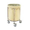 Three Size Round Stainless Steel Hotel Guest Room Laundry Trolley / Hospital Linen Trolley Cart Four Wheels FW-62